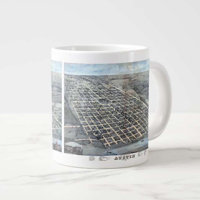 Austin, Texas Antique City Map von 1873 Jumbo-Tasse (Vorderseite Rechts)