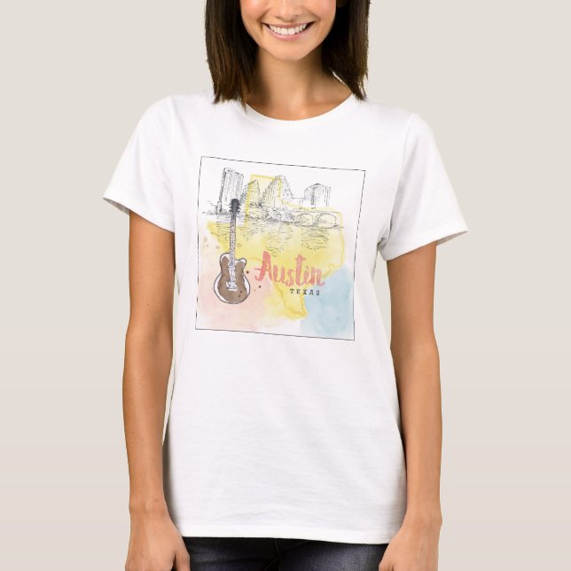 Austin, Texas | Aquarellzeichnung T-Shirt (Vorderseite)