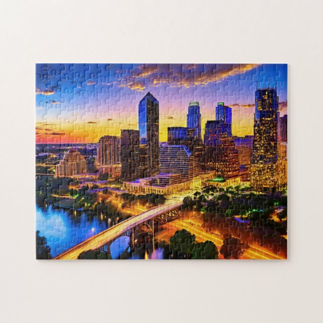 Austin Texas Art 3 Puzzle Skyline Art Austin (Horizontal)