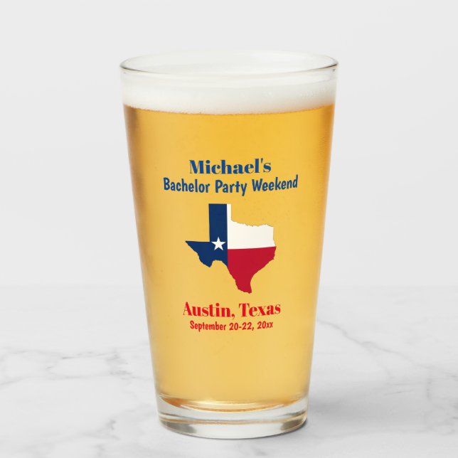 Austin Texas Bachelor Party für Beer Pint Glas (Vorne (Gefüllt))