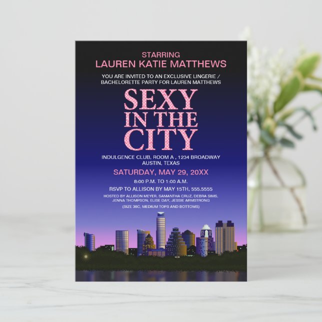 Austin Texas Bachelorette Movie Poster Einladung (Stehend Vorderseite)