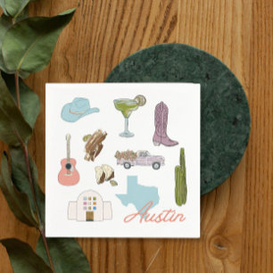 Austin Texas Bachelorette Wedding Serviette