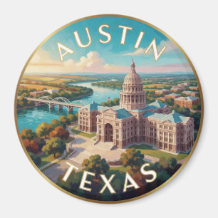 Austin Texas Capitol Skyline Reise Kunst Magnet