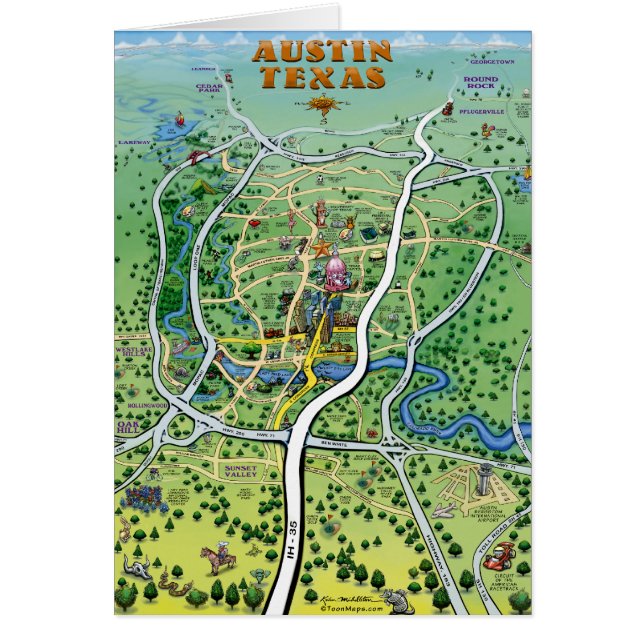 Austin Texas Cartoon Map (Vorne)