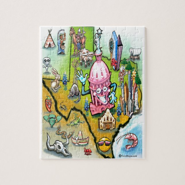 Austin Texas Cartoon Map (Vertikal)
