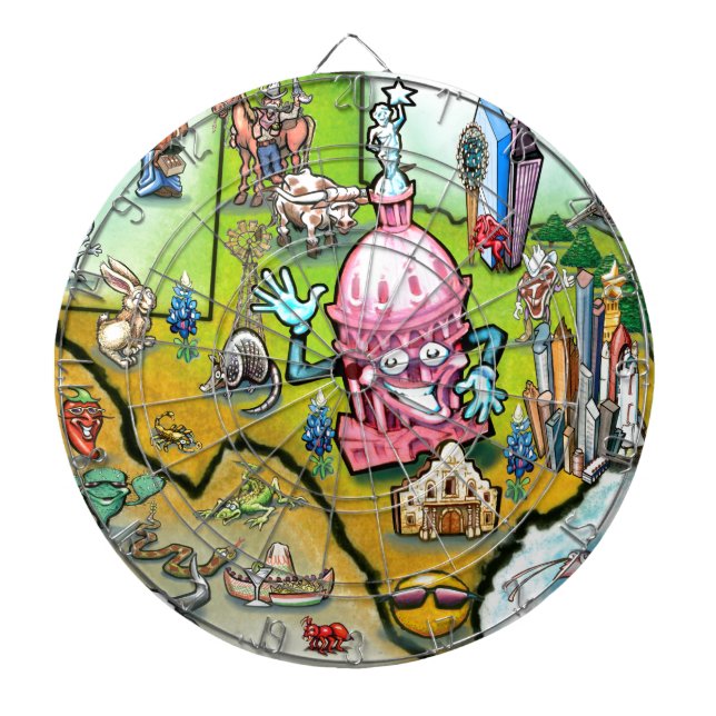 Austin Texas Cartoon Map Dartscheibe (vorne)