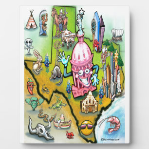 Austin Texas Cartoon Map Fotoplatte