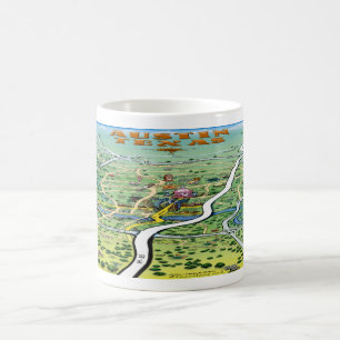 Austin Texas Cartoon Map Kaffeetasse