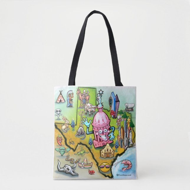 Austin Texas Cartoon Map Tasche (Vorderseite)