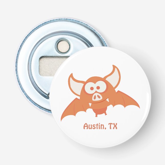 Austin Texas Cartoon Orange Bat Flaschenöffner (Vorderseite)