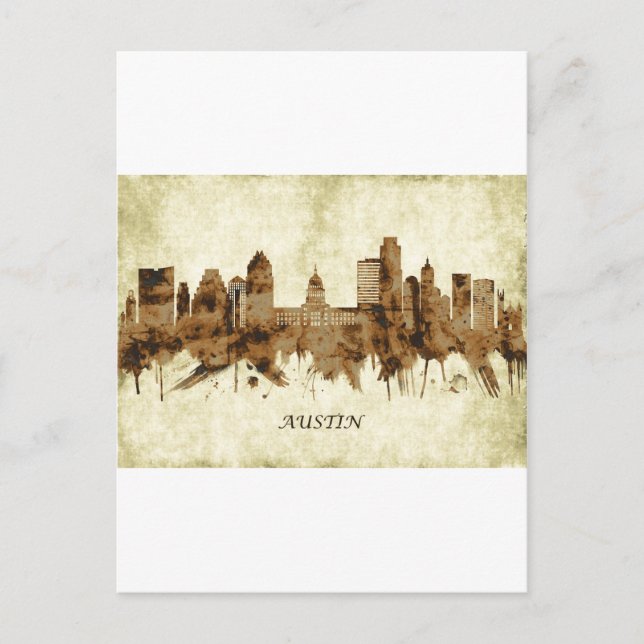 Austin Texas Cityscape Feiertagspostkarte (Vorderseite)