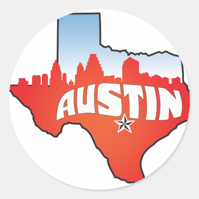 Austin Texas Cityscape Runder Aufkleber (Vorderseite)
