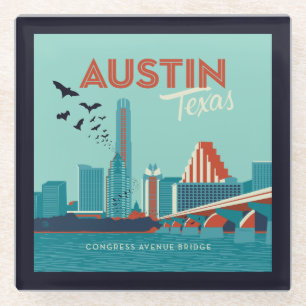 Austin, Texas   Congress Avenue Bridge Glasuntersetzer