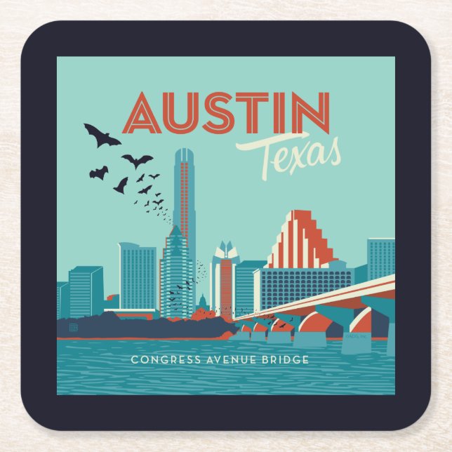 Austin, Texas | Congress Avenue Bridge Rechteckiger Pappuntersetzer (Vorderseite)