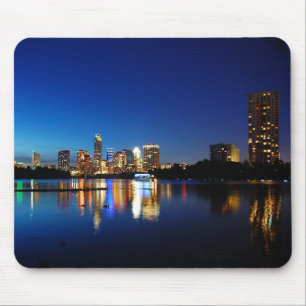 Austin Texas Downtown Night Skyline Ladybird Lake Mousepad