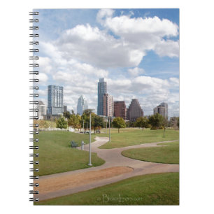 Austin, Texas Downtown Skyline aus Butler Park Notizblock