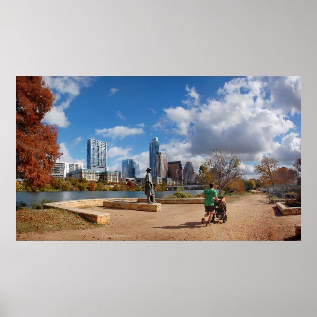Austin Texas Downtown Skyline - Ladybird Lake Poster (Vorne)