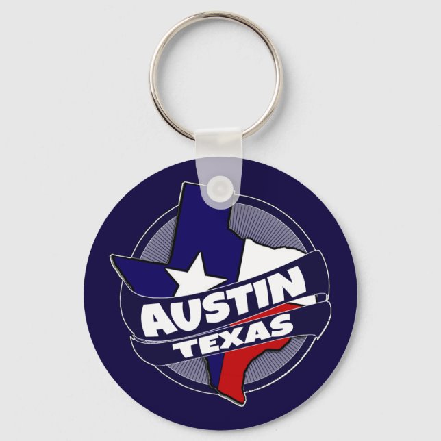 Austin Texas Fahne platzte Schlüsselanhänger (Vorderseite)