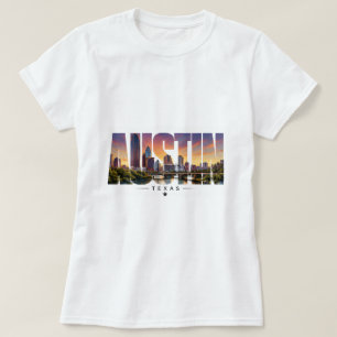 Austin Texas Flussufer Skyline Reise Szene T-Shirt