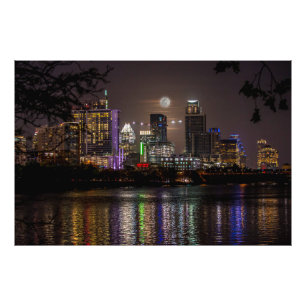 Austin, Texas Full Moon v2 Fotodruck