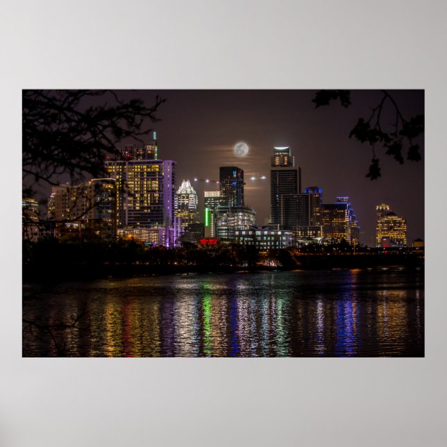 Austin, Texas Full Moon v2 Poster (Vorne)