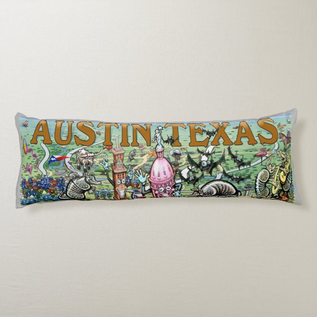Austin Texas Fun Map Seitenschläferkissen (Rückseite)