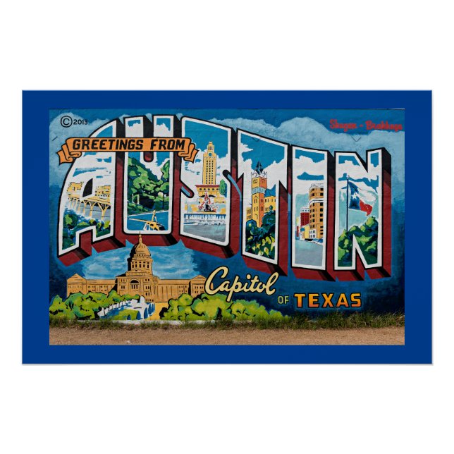 Austin, Texas Greetings Poster (Vorderseite)