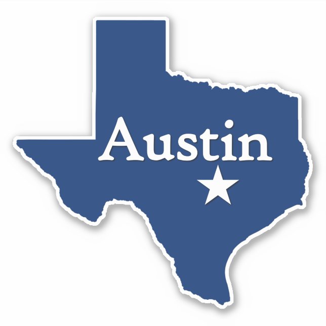 Austin, Texas Hauptstadt Staat Karte Aufkleber (Vorderseite)
