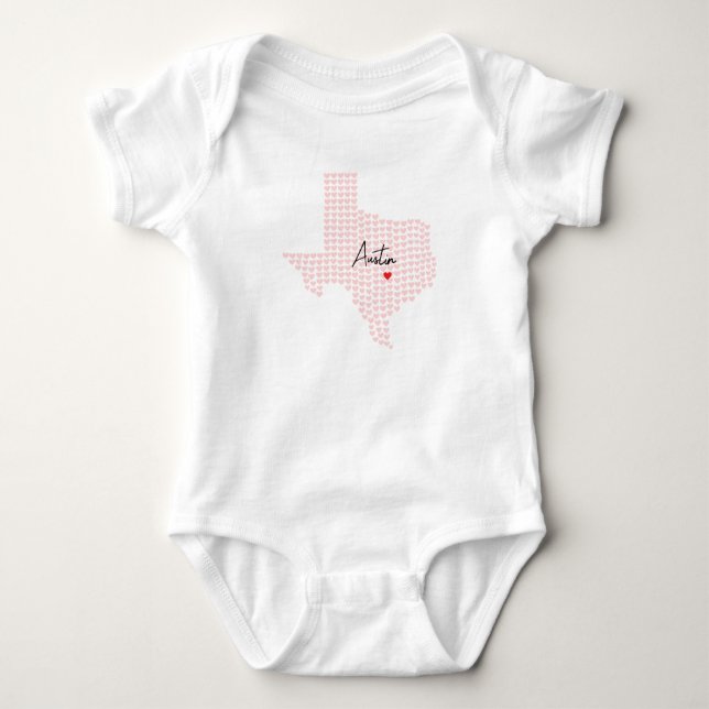 Austin Texas Herzen Baby Strampler (Vorderseite)