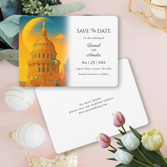 Austin Texas Hochzeit in Urlaubsort Save the Date (Austin Texas Destination Save the Date)