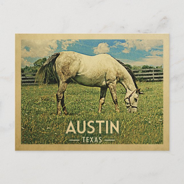 Austin Texas Horse Farm - Vintage Travel Postkarte (Vorderseite)