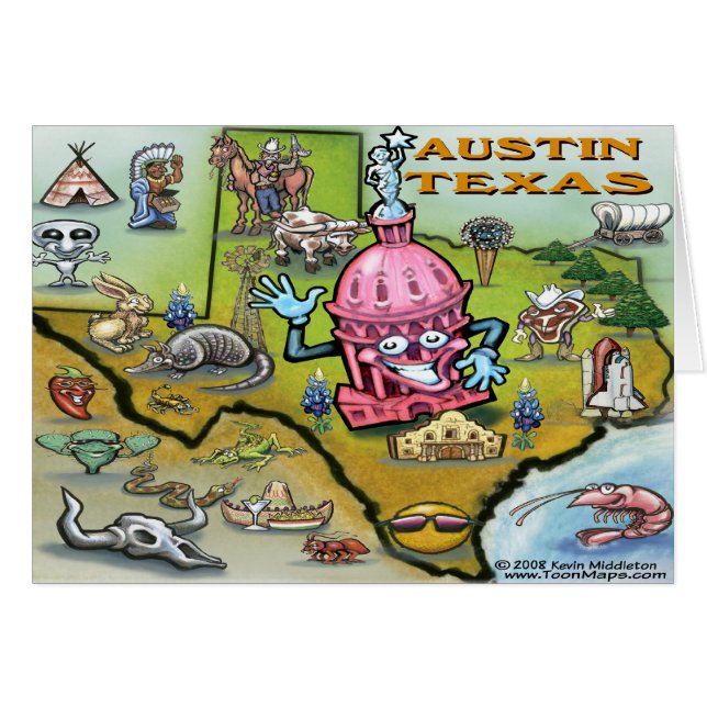 Austin TEXAS Karte (Vorderseite (Horizontal))