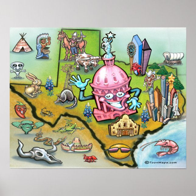 Austin TEXAS Karte Poster (Vorne)