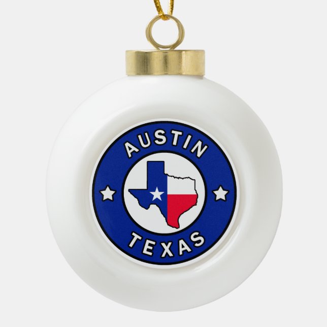Austin Texas Keramik Kugel-Ornament (Vorderseite)
