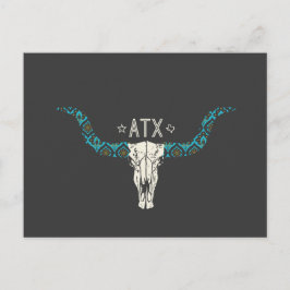 Austin Texas Long Horn Skull Südwest Muster Postkarte