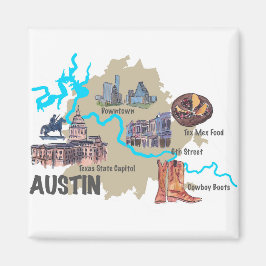 Austin Texas Map Magnet