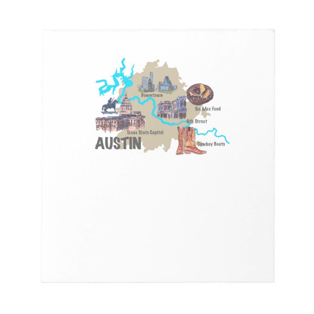 Austin Texas Map Notizblock (Vorderseite)