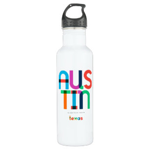 Austin Texas Mid Century, Pop Art, Edelstahlflasche