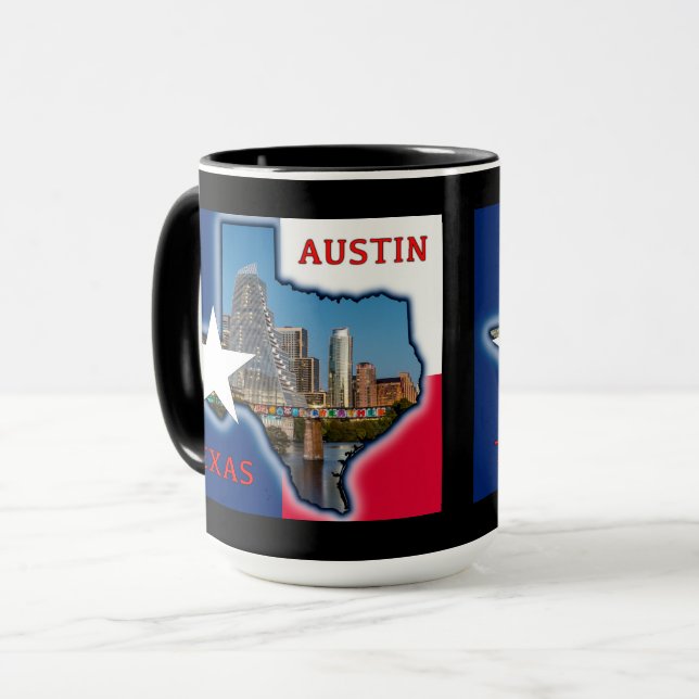 Austin, Texas mit Flaggenfarben, Tasse (Vorderseite Links)
