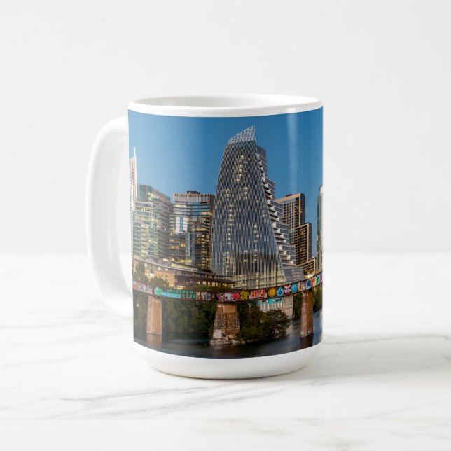 Austin, Texas mit Texas Flaggenfarblogo, Tasse (Vorderseite Links)