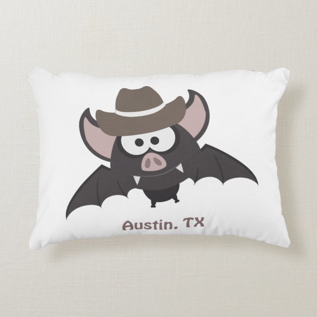 Austin Texas Niedlich Cartoon Cowboy Bat Dekokissen (Vorderseite)