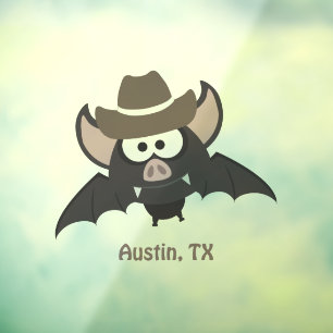 Austin Texas Niedlich Cartoon Cowboy Bat Fensteraufkleber