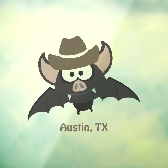 Austin Texas Niedlich Cartoon Cowboy Bat Fensteraufkleber (Blatt 3)