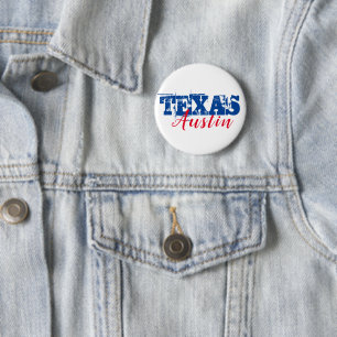 Austin Texas Red Blue Typografie Button