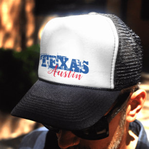 Austin Texas Red Blue Typografie Truckerkappe