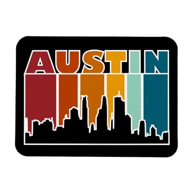 Austin Texas Retro Sunset Cityscape Magnet (Horizontal)