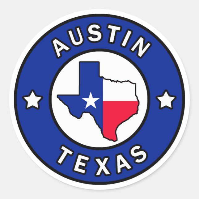 Austin Texas Runder Aufkleber (Vorderseite)