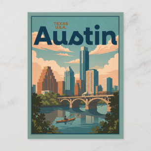 Austin Texas Skyline Flussufer Postkarte