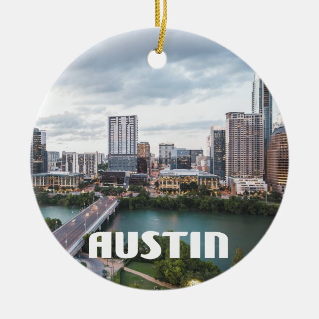 Austin, Texas Skyline-Foto Keramik Ornament (Vorne)