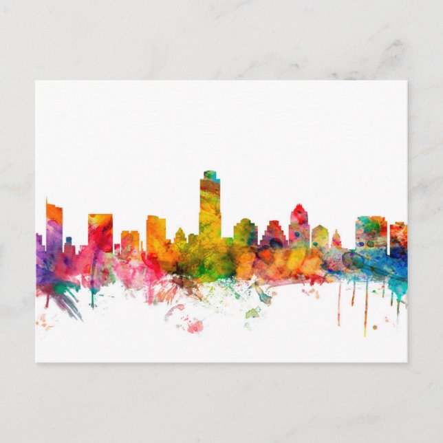 Austin Texas Skyline Postkarte (Vorderseite)